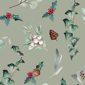 Ivy Christmas Botanical Pattern
