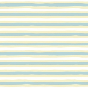 Pastel blue, pale yellow and white horizontal stripes, hand drawn 