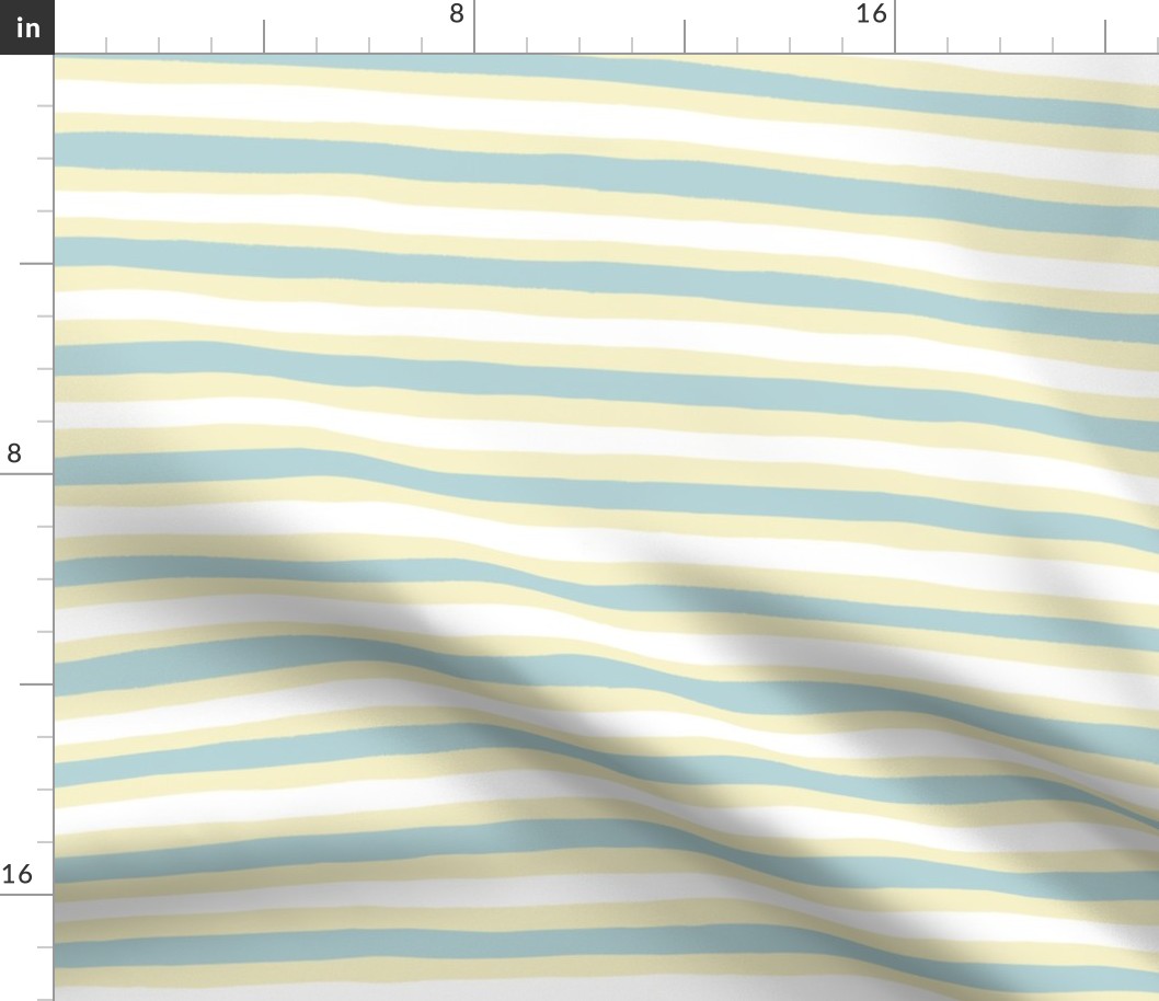 Pastel blue, pale yellow and white horizontal stripes, hand drawn 
