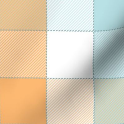 Cozy Twill Plaid-Soft Apricot Yellow Ice Blue-Cottagecore-Easter-Medium