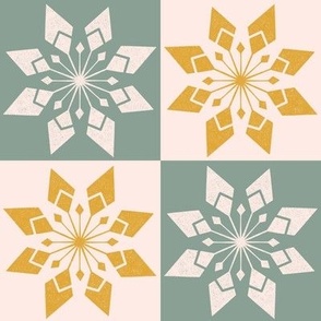 Snowflake checkerboard Golden Sage LARGE