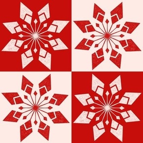 Snowflake checkerboard Red Ivory LARGE