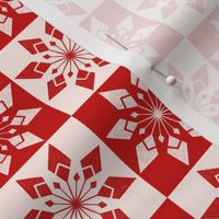 Snowflake checkerboard Red Ivory MEDIUM