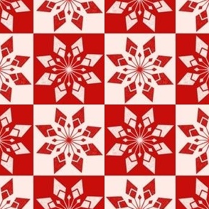 Snowflake checkerboard Red Ivory MEDIUM