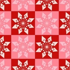 Snowflake checkerboard Red Pink MEDIUM