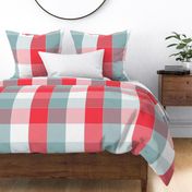 Cozy Twill Plaid / Cozy Christmas Red Misty Teal / Large