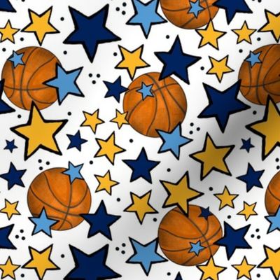 Medium Scale Team Spirit Basketball with Stars in Denver Nuggets Colors Yellow Blue Navy