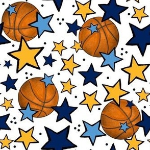 Medium Scale Team Spirit Basketball with Stars in Denver Nuggets Colors Yellow Blue Navy