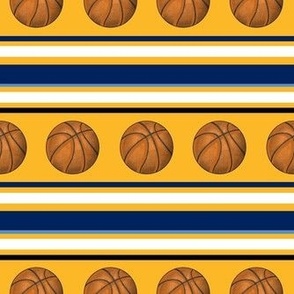 Medium Scale Team Spirit Basketball Sporty Stripes in Denver Nuggets Colors Yellow Blue Navy
