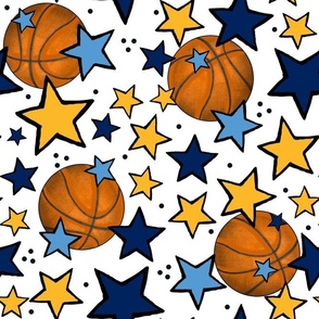 Large Scale Team Spirit Basketball with Stars in Denver Nuggets Colors Yellow Blue Navy