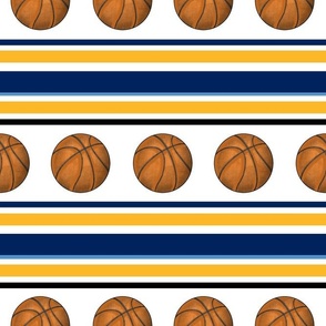 Large Scale Team Spirit Basketball Sporty Stripes in Denver Nuggets Colors Yellow Blue Navy