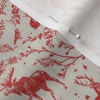 Winter Woodland Toile (cranberry/burlap) MED 