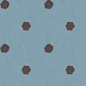 Flower Dot - Grey Teal,  Brown