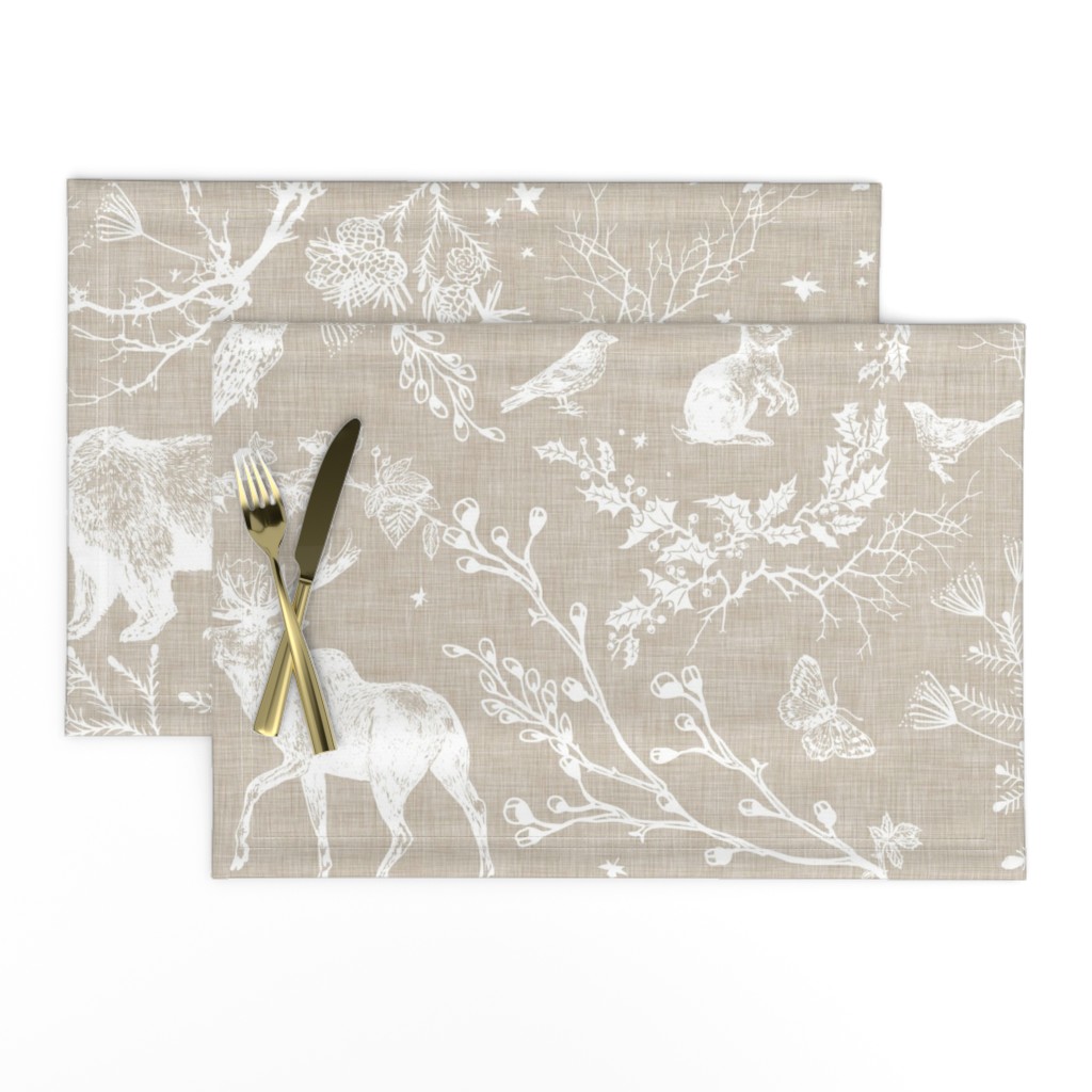 Winter Woodland Toile (beige/linen) XXLRG