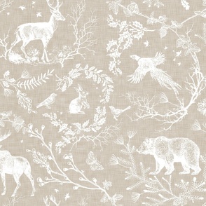 Winter Woodland Toile (beige/linen) XXLRG