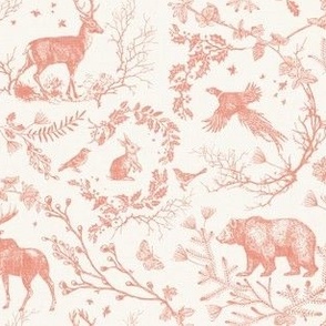 Winter Woodland Toile (apricot/linen) MED 