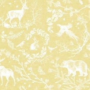 Winter Woodland Toile (yellow/linen) MED 