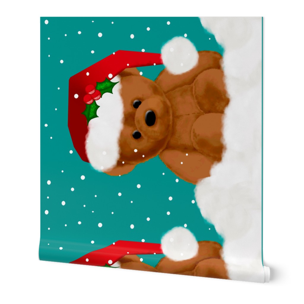 Christmas Bears  in Santa Hats - Fat Quarter