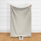 Medium scale / Dotted 2 inch grid lines black on beige / Warm neutrals minimal simple beaded circle dots and classic thin stripes vintage 60s squares on pale light creamy ivory / natural dusty off white modern plaid checks mens blender