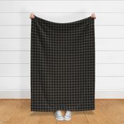 Medium scale / Dotted 2 grid lines beige on black / Warm neutrals minimal simple beaded circle dots and classic thin stripes 60s squares light creamy ivory on dark moody background / modern plaid checks mens blender