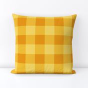 Large scale / Yellow gingham buffalo plaid / Warm sunny amber vintage stripes 60s picnic checks retro square grid / classic minimal modern 70s vichy caro lines fun light fresh rich summer blender