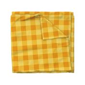 Large scale / Yellow gingham buffalo plaid / Warm sunny amber vintage stripes 60s picnic checks retro square grid / classic minimal modern 70s vichy caro lines fun light fresh rich summer blender