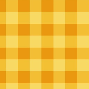 Large scale / Yellow gingham buffalo plaid / Warm sunny amber vintage stripes 60s picnic checks retro square grid / classic minimal modern 70s vichy caro lines fun light fresh rich summer blender
