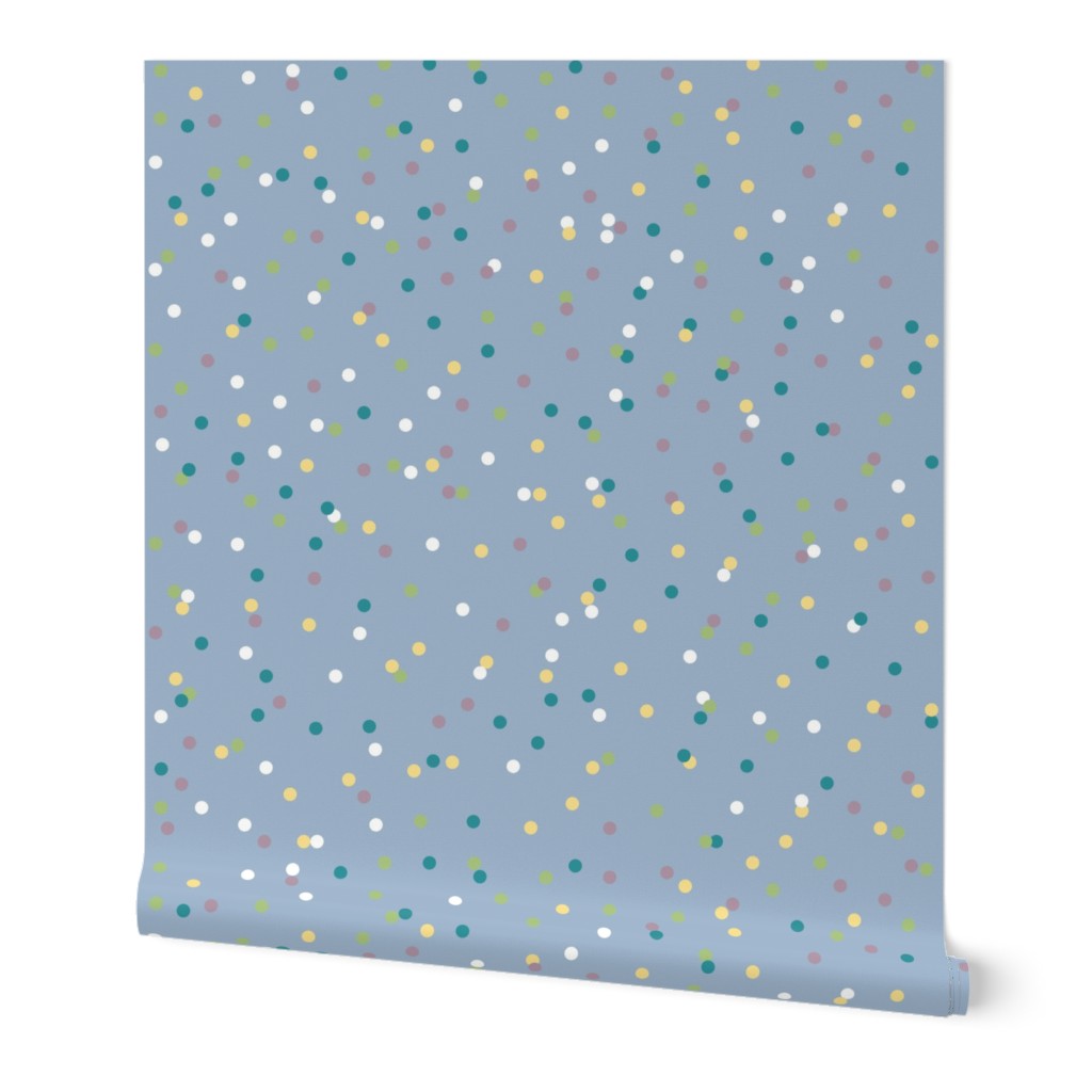 Fun bright simple confetti polka dots on blue - medium
