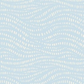 Small scale / Modern abstract ivory waves on light blue / Minimalist coastal chic pale baby sea blue brush strokes flowing wavy lines / textured organic soft pastel oceanic water tides cool neutrals