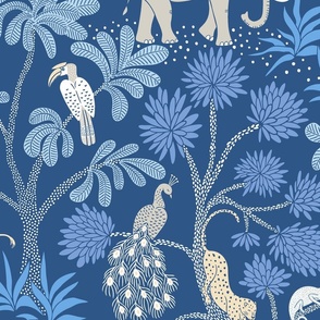 elephant jungle/blue and tan