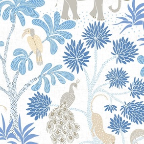 elephant jungle/light blue and tan with texture