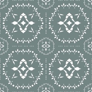 4" geometric floral hexagons in smoke green 738683