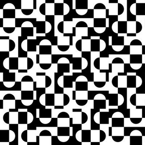 semi-circles squares grid_black&white