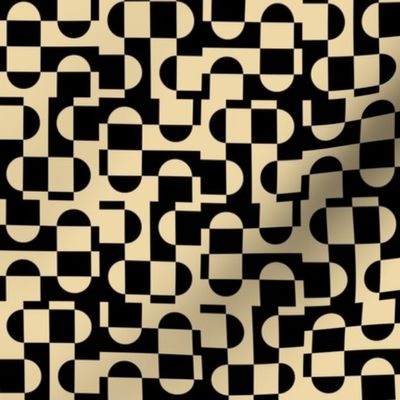 semi-circles squares grid_black_cream