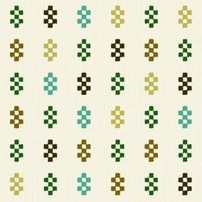retro checker in creme and green and brown