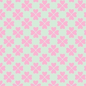 Pink Geometrical Hearts on Turquoise