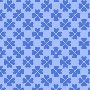 Blue Geometrical Hearts on Blue