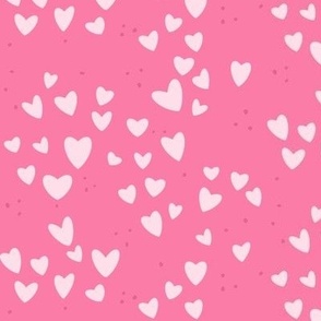Minimalist Scattered White Hearts on Pink