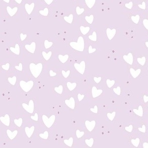 Minimalist Scattered White Hearts on Lavender