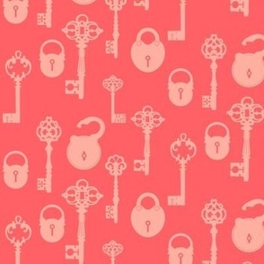 Vintage Locks and Keys in Pink and Red