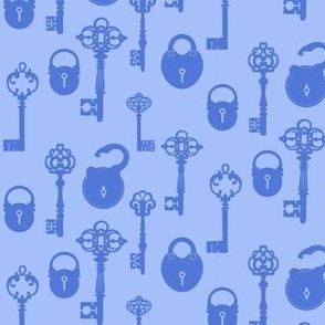 Vintage Locks and Keys in Blue