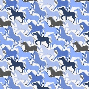 Wild Horse Herd - cobalt blue, 2 inch horses