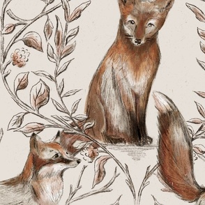 Branches and Vines Woodland Red Foxes_Medium