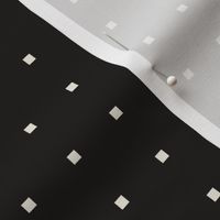 Small scale / Beige dotted squares grid on black / Modern simple checks minimal dots geometric blocks light creamy ivory / dark background non directional neutrals blender