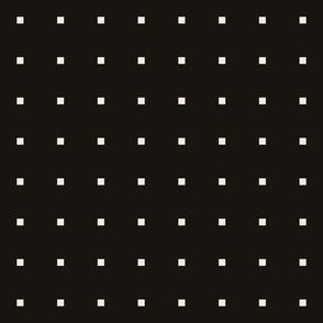 Small scale / Beige dotted squares grid on black / Modern simple checks minimal pixels dots 60s geometric blocks light creamy ivory / dark background non directional neutrals mens blender