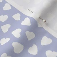 XL // White Tossed Ditsy Hearts on Light Bluebell