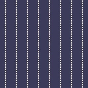 Small scale / Vertical dotted lines beige on navy blue / Minimal simple beaded circle dots classic thin stripes in pale light creamy ivory and dark background / modern cool neutrals mens blender