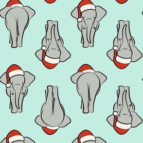 Christmas Elephants - Santa elephants - coming and going - mint - LAD23