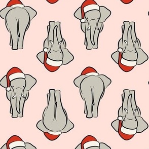 Christmas Elephants - Santa elephants - coming and going - pink - LAD23