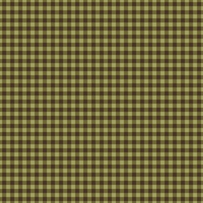 Gingham Check - Small - retro green and brown